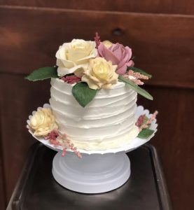 1 Tier White Cake with Floral Accents