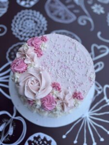 Light Pink and Dark Pink Floral Cake